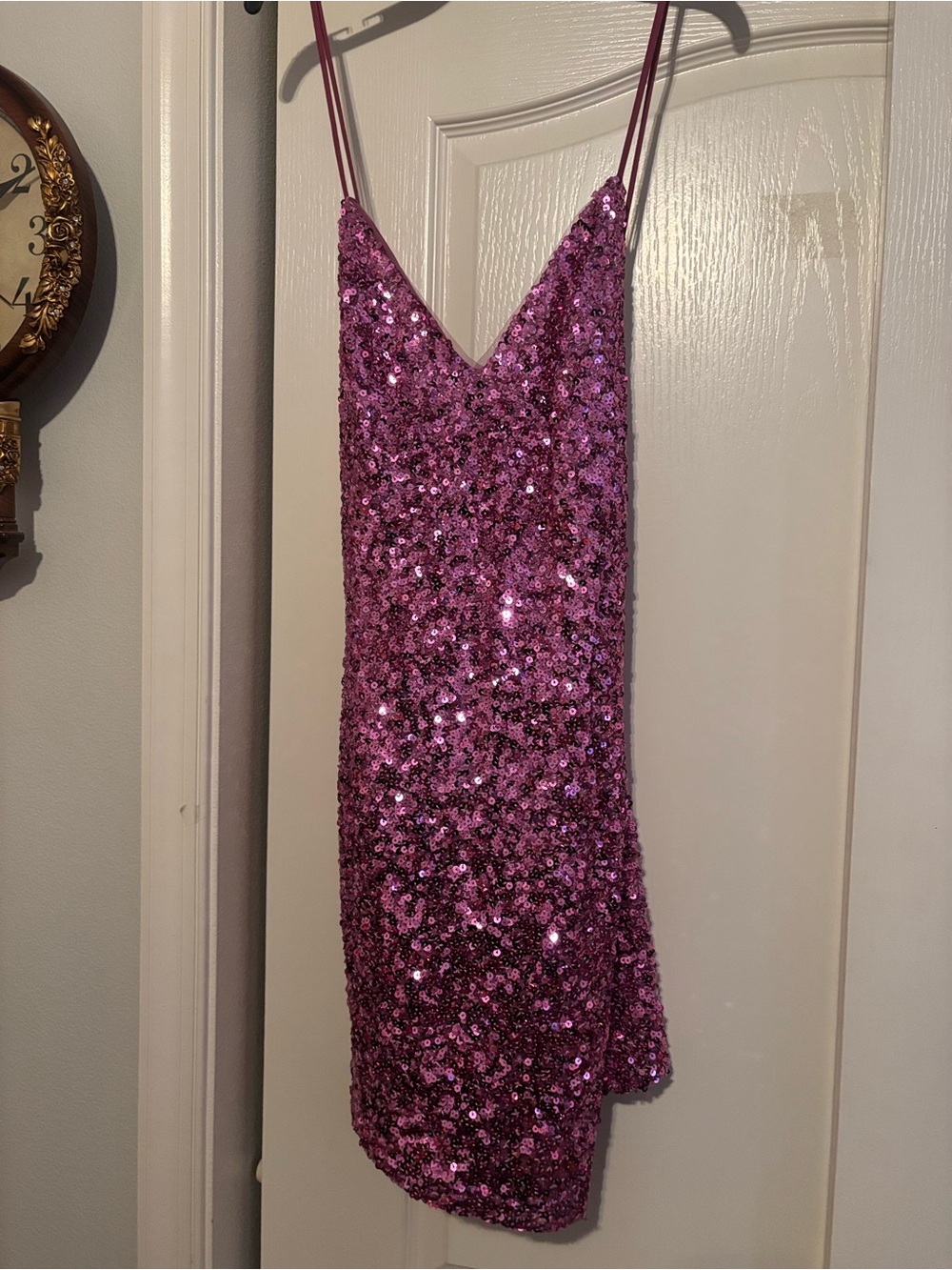 Sparkling Pink Sequin Slip Dress